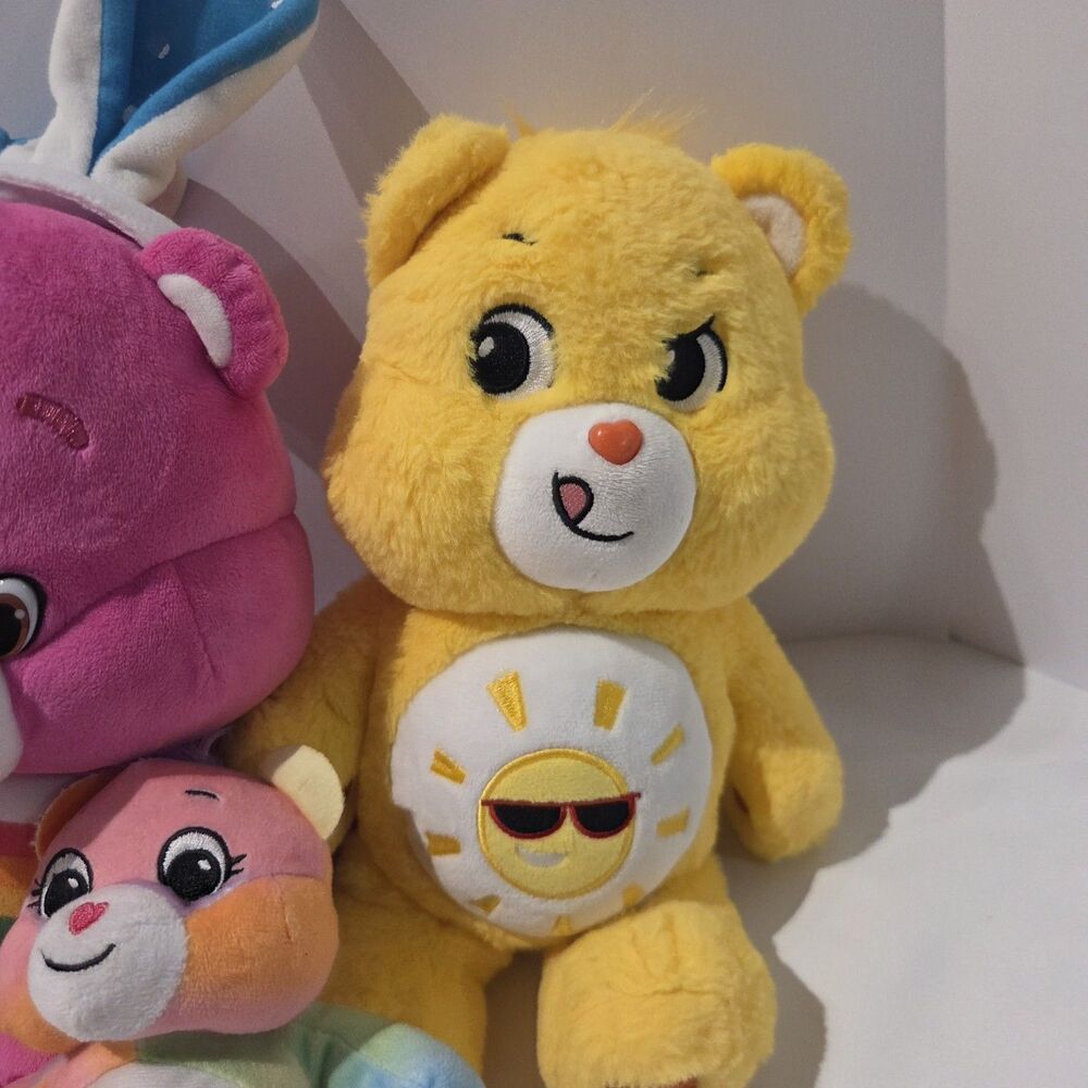 Lot of 5 Care Bears Plush Funshine Rainbow Heart Grumpy Easter - Picture 2 of 8